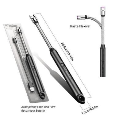 Imagem de Isqueiros Acendedores Eletrônico Flexível com USB Recarregável Rotação