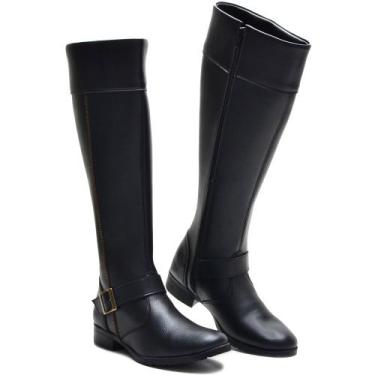Imagem de Bota Feminina Preta Cano Longo Tipo Montaria Detalhe Em Fivela - Rizzi