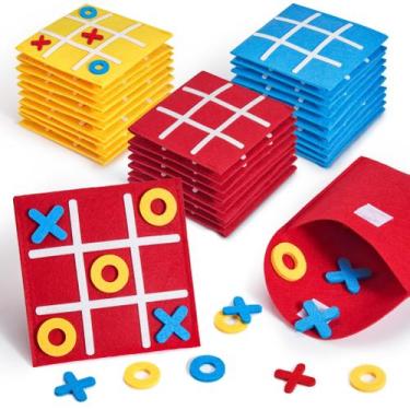 Imagem de Mini jogo de tabuleiro JoyCat Tic Tac Toe para crianças com 12 tabulei