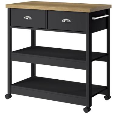 Imagem de Aparador Carrinho Café 2 Gavetas 85 Cm Ba135 Preto Dtall