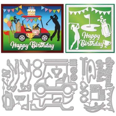 Imagem de GLOBLELAND Feliz aniversário, moldes de corte de golfe para álbum de recortes, metal, esportes, golfe, corte, carro, para fazer cartões, gravação em relevo, álbum de fotos, decoração de artesanato