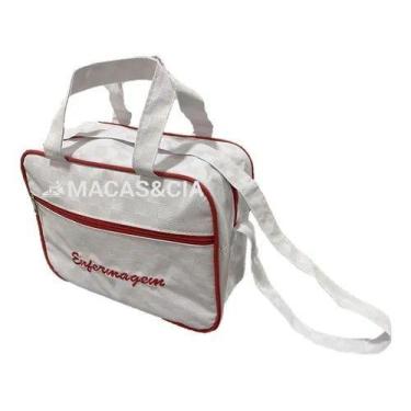 Imagem de Bolsa Necessaire Enfermagem Pvc Super Resistente Cor Branca com Vermel