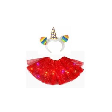 Imagem de Fantasia infantil unicornio saia led e tiara carnaval - MC Presentes, 