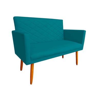 Imagem de Namoradeira Maitê Decorativa 2 Lugares Suede Azul Turquesa