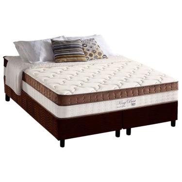 Imagem de Cama Box Queen: Colchão Molas Ensacadas D Angelis Anjos King Best Brown + Base crc Sued...