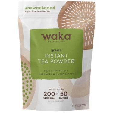 Imagem de Waka Coffee Waka Instant Green Tea Mix, Classic - 100% Folhas De Chá, Sem Aditivos, Chá Em Pó Sem Açúcar Em Sachê A Granel - Chás Quentes E Gelados Rápidos E Fáceis, Até 200 Xícaras (4,5 Oz)
