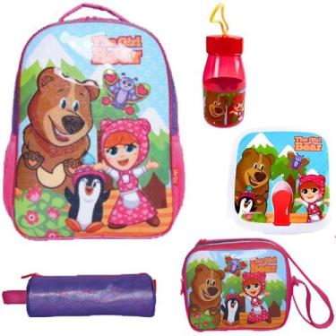Imagem de Kit Completo Infantil The Girl and the Bear Mochila Lancheira Pote com