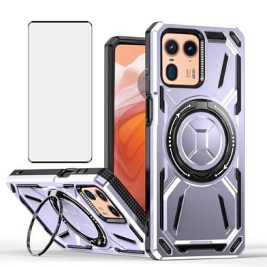 Imagem de Capa de telefone compatível com Motorola Edge 50 Ultra/Moto X50 Ultra e protetor de tela de vidro temperado, suporte de anel de metal, suporte, à prova de choque, Edge50 50 Ultra 2024, capa para