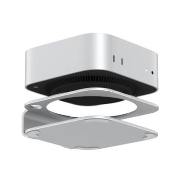 Imagem de AKKYAJAURE Suporte horizontal de alumínio para Mac Mini M4/M4 Pro, acesso fácil à fonte de alimentação, mantém o fluxo de ar original do Mac Mini M4, suporte de mesa com boa dissipação de calor