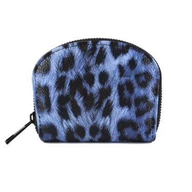 Imagem de Carteira feminina, carteira de cartão de crédito, porta-cartões com zíper para mulheres, tamanho de bolso compacto, Leopardo marinho, Compacto