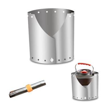 Imagem de Equipamento de acampamento selvagem, para-brisas de fogão de acampamento, para-brisa de fogão de acampamento de 15 cm, proteção contra vento de fogão de acampamento ao ar livre, para-brisas de fogão