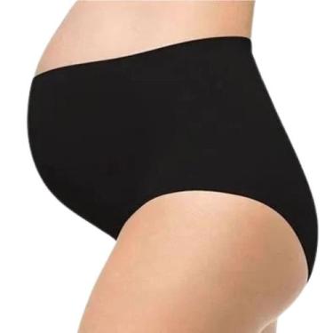 Imagem de Calcinha Cinta Microfibra Sem Costura Gestante Grávida Loba, Preto, EG
