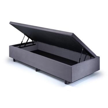 Imagem de Base Box Baú Solteirinho 78x188x42cm Suede Cinza