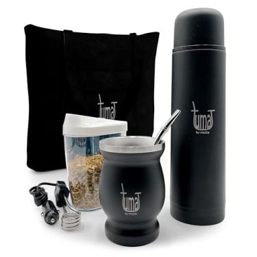 Imagem de TUMA TU MATE Kit Completo De Erva-Mate - Inclui Copo Para Mate, Canudo (Bombilla), Garrafa Térmica De 750 Ml, Bolsa E Dois Brindes (Recipiente Yerbero E Aquecedor De Imersão Para Carro) - Conjunto D