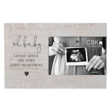 Imagem de Ganz Porta-retrato de lembrança de bloco de mesa comporta 10 x 15 cm foto MDF Oh Baby ultrassom