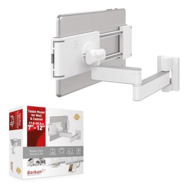 Imagem de Barkan 7 - 12 polegadas movimento total - suporte de tablet de 4 movimentos para parede e armário 1,3 kg, grampo branco firme para tablet com rotação de 360 graus (T54)
