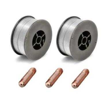 Imagem de Kit 2 Arame Solda Mig S/ Gás 0,8mm + 3 Bicos De Contato 1,0mm - Galzer