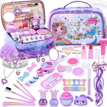 Imagem de Conjunto de maquiagem Tacobear Kids lavável com bolsa de cosméticos de unicórnio