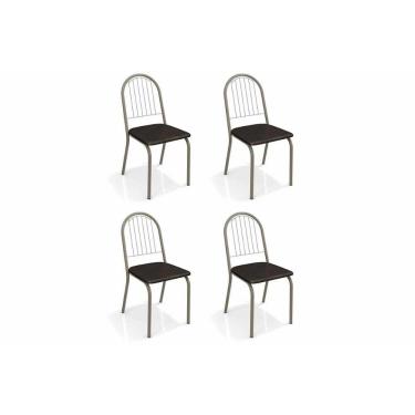 Imagem de Cadeira Sala De Jantar Noruega 4c077 Aço Kit 4 Uni Niquel-preto 110 - Kappesberg