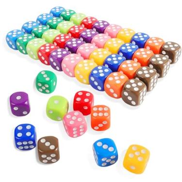 Imagem de 16MM Standard 6 Sided Dice Set, 50 Pieces Colorful Dice for Board Games, Classroom Math Bulk Game Dice, Make Entertainment More Exciting