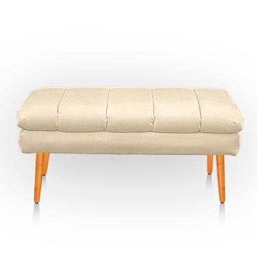 Imagem de Puff Aparador Estofado Italy Decorativo Veludo Cor Bege