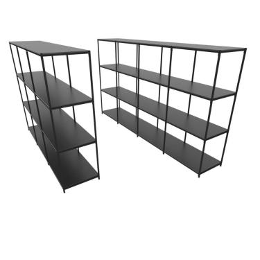 Imagem de Praleira De Aço Reforçada Mini Porta Pallet 200x60x90 Estante Estoque Bandeja Preta Módulos Conjugados 3 + 4