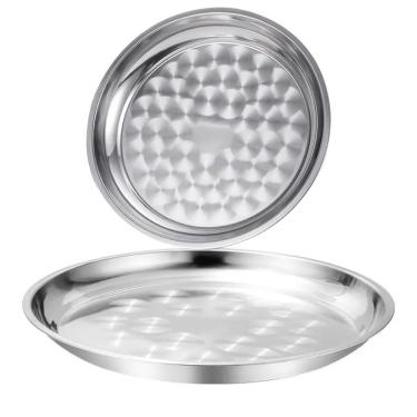 Imagem de Bandeja Inox Redonda Multiuso Garçom Bar Restaurante 35 Cm