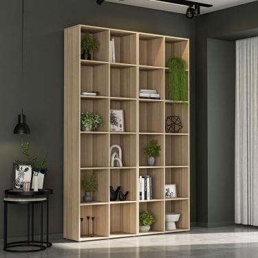 Imagem de Kit Estante Para Livros Com 12 Nichos 221cmx148cm Caracol Castanho