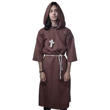 Imagem de Fantasia De Padre Franciscano Juvenil Com Crucifixo Tamanho M