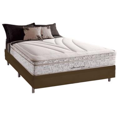 Imagem de Cama Box Casal Com Colchão Herval American Molas Maxspring 138x188x73cm Ms Suede Marrom