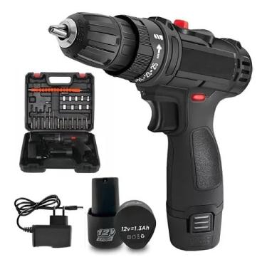 Imagem de Parafusadeira Furadeira 12V Profissional com 2 Baterias, Maleta Completa, LED, Sem Fio, Compacta, Bivolt – Torque 5,5Nm, Mandril 10mm, Velocidade 450-1400rpm