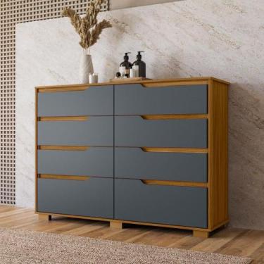 Imagem de Cômoda 8 Gavetas Georgia Moval, Freijo/Cinza