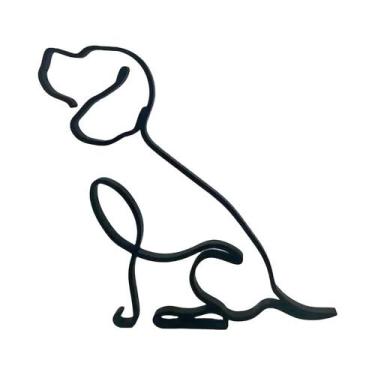 Imagem de Escultura De Cachorro De Metal Minimalista Abstrata, Estatueta De Ferr