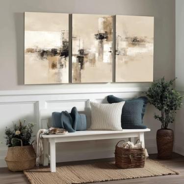 Imagem de Kit 3 Quadros Decorativos Canvas, Abstrato, 60x90cm, Arte Para Quarto, Sala, Corredor