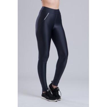 Imagem de Mulher Elástica Sport Legging Zíper Reflect Grafite, M, Grafite