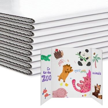 Imagem de JEFURE Pacote com 9 folhas de cartaz com três dobras, 61 cm × 40,6 cm, folhas de papelão branco para projetos escolares, feiras de ciências, eventos de negócios