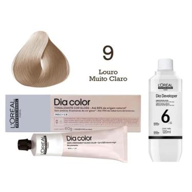 Imagem de Tonalizante Dia Color 9 Louro Muito Claro + Emulsão Reveladora 6v  L'O