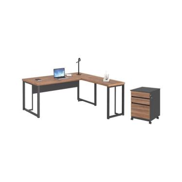 Imagem de Mesa Em L Com Arquivo Arruda Noce Preto