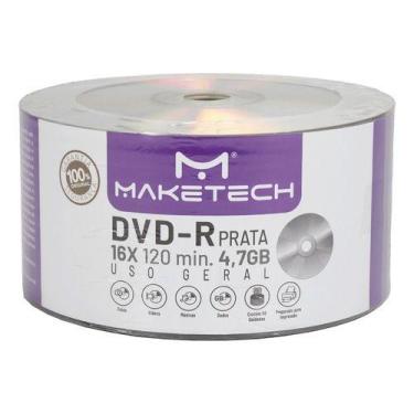 Imagem de 50 Mídia Dvd Maketech Prata S/logo 4.7gb 120min - Grava Jogo