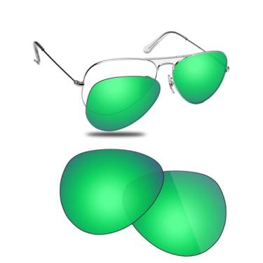 Imagem de Fiskr Lentes polarizadas de substituição compatíveis com óculos de sol RayBan Aviator RB3025 58 mm, resistente a impactos e ajuste perfeito - verde esmeralda