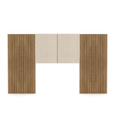 Imagem de Cabeceira Painel Solteiro Ripado Nature e Linho Bege Sevilha 203 cm - Pallazio