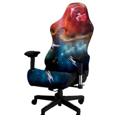 Imagem de Kitegrese Capa para cadeira de jogos impressa, capa de cadeira de jogo extensível à prova de arranhões com capa de braços (C)