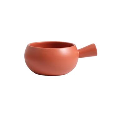 Imagem de Panela de leite de porcelana grossa estilo japonês, tigela de salada de arroz de aveia doméstica - tijolo vermelho