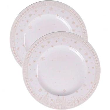 Imagem de Kit Jogo Pratos Rasos Jantar 4pçs 4 Pessoas Capodanno 28cm