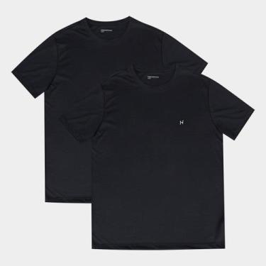 Imagem de Kit Camiseta Hering C/ 2 Peças Masculina, Preto, P