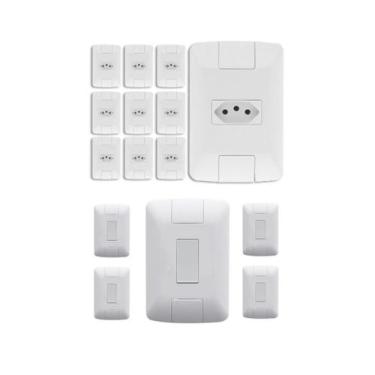 Imagem de Kit 10 Tomadas 10A + 5 Interruptor Simples Aria Tramontina