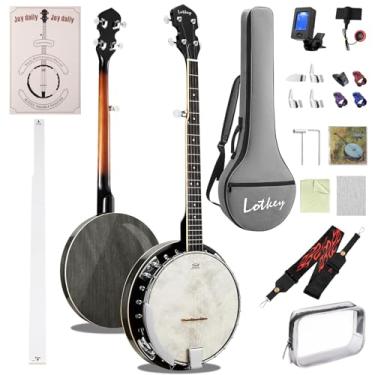 Imagem de Lotkey Banjo de 5 cordas de 96 cm, banjos de cabeça de tambor Remo tamanho completo, ressonador e aberto nas costas duplas com manual do iniciante, cordas de banjo, ponte, afinador, palitos de dedo
