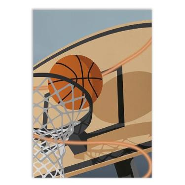 Imagem de Placa Decorativa Basquete Cesta Ilustração Fio Pastel Decoração Poster Quarto Sala