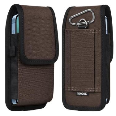 Imagem de ykooe Bolsa para celular com coldre de nylon compatível com iPhone 16/15/14/13/12/11 Pro Max & Plus, 17 modelos Air, Samsung Galaxy S24/S23/S21 FE, Coffee–XL
