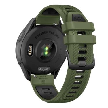 Imagem de Pulseira de relógio de liberação rápida de 22 mm para Garmin Forerunner 265/Forerunner 255/Vivoactive 4/Venu 3/Venu 2 - pulseira de silicone macio de substituição (verde militar/preto)
